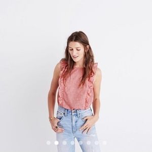 Madewell cotton ruffle sleeves blouse